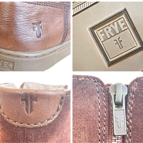 Frye Gemma Short Shearling Leather and Suede Boots in Cognac Brown Size 6.5 - Picture 11 of 17